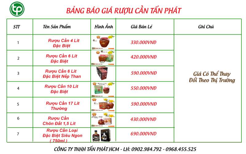 giá cung cấp rượu cần tận Bình Dương uy tín
